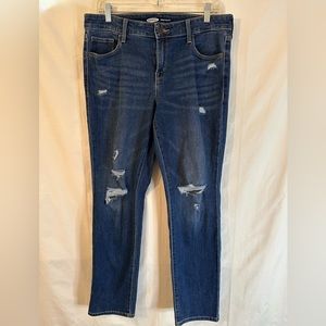 Old Navy power straight distressed denim jeans size 12